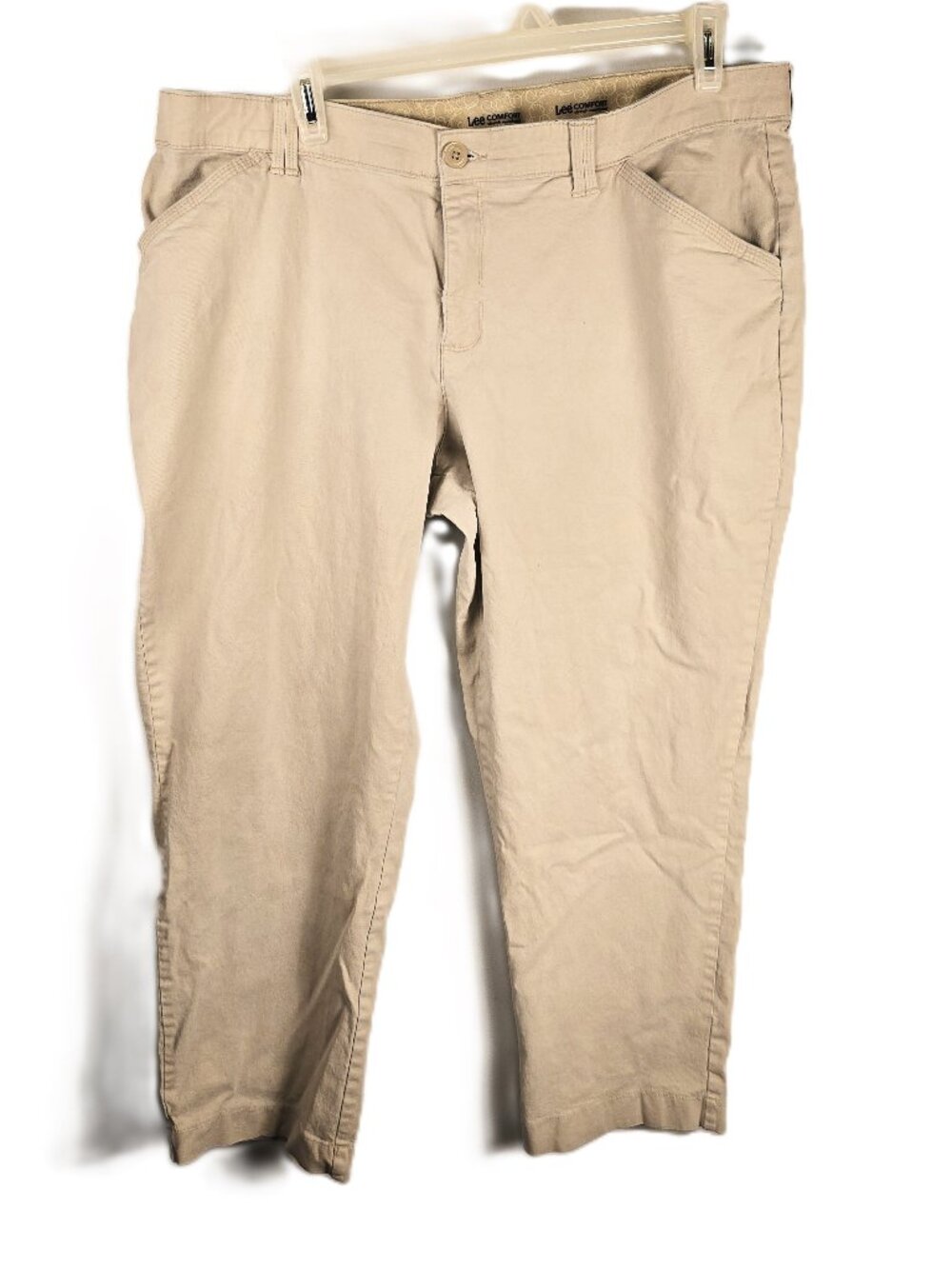 Lee Womens Khaki Pants 22W Comfort Stretch Waist Beige 43 x 30 Retail Uniform